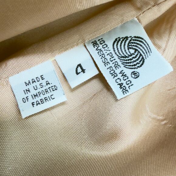 David Hayes Tan Vintage Wool Blazer Neutral Crop Career Office Womens Size 4 - Picture 5 of 6